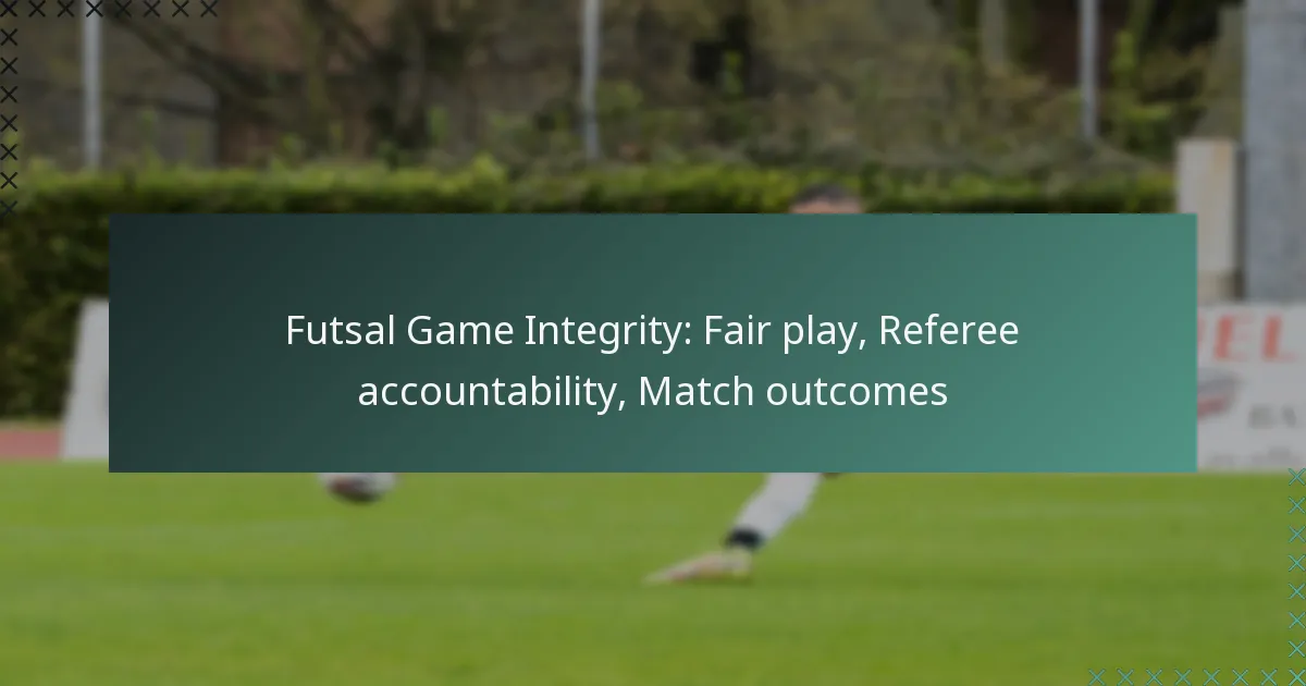Futsal Game Integrity: Fair play, Referee accountability, Match outcomes
